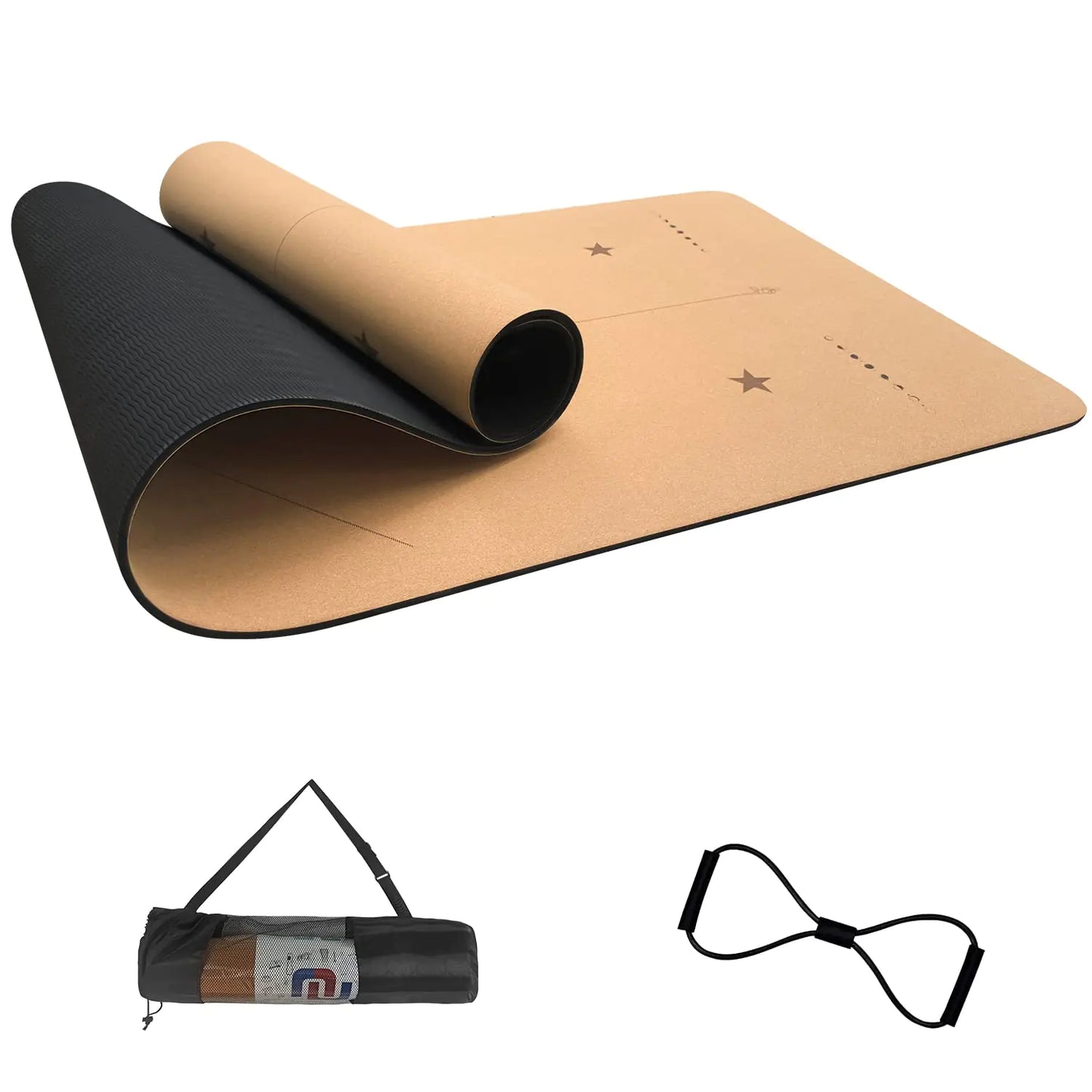Cork TPE Hybrid Yoga Mat - 6mm thickness - 72x74 in