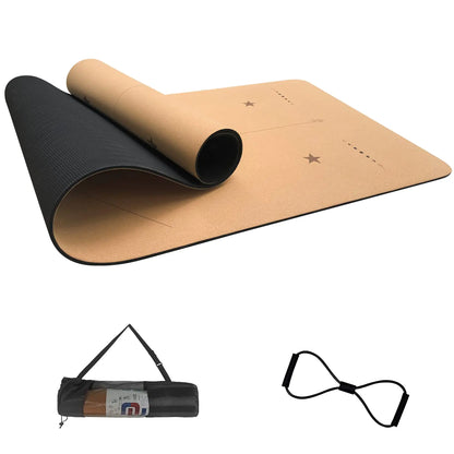 Cork TPE Hybrid Yoga Mat - 6mm thickness - 72x74 in