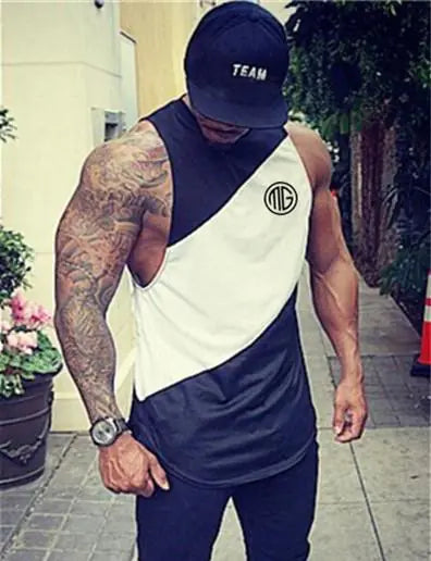 Men's Cotton Mesh Gym Vest - Loose Sleeveless Hoodie